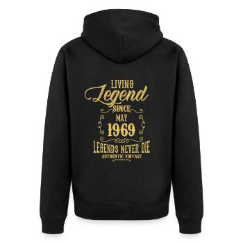 Living Legend since May 1969 - Unisex Premium Organic Zip Hoodie - black - Back - Nico (187cm)