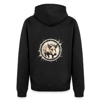 Hog Hunting Crosshair - Unisex Premium Bio Zip Hoodie - Schwarz - Hinten - Nico (187cm)