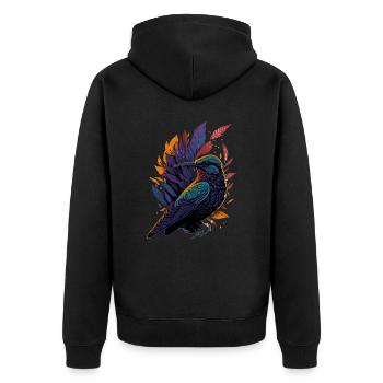 Nature Lovers - Charming Hummingbird - Unisex Premium Bio Zip Hoodie - Schwarz - Hinten - Nico (187cm)
