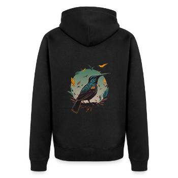 Nature Lovers - Charming Hummingbird - Unisex Premium Bio Zip Hoodie - Schwarz - Hinten - Nico (187cm)
