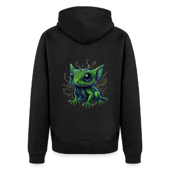 Gamer's Perfect Illustration - Cute Colorful Gekko - Unisex Premium Bio Zip Hoodie - Schwarz - Hinten - Nico (187cm)