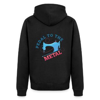 Petal To The Metal Näherin Schneiderin - Unisex Premium Bio Zip Hoodie - Schwarz - Hinten - Nico (187cm)