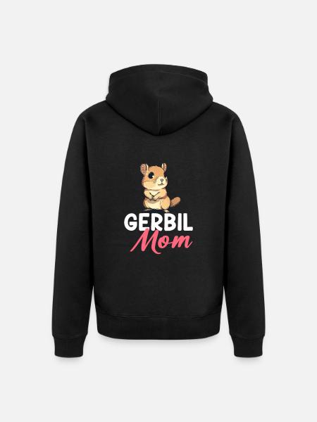 Gerbil mom, gerbil - Unisex Premium Organic Zip Hoodie - black