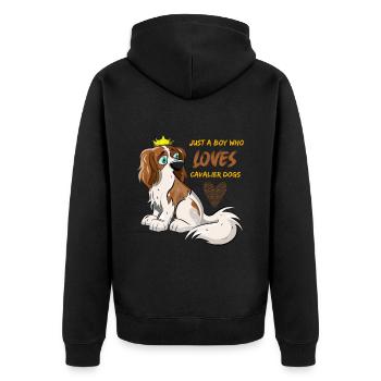 Just A Boy Who Loves Cavalier Dogs - Unisex Premium Organic Zip Hoodie - black - Back - Nico (187cm)