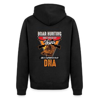 Boar Hunting - Runs Through My Veins - Unisex Premium Organic Zip Hoodie - black - Back - Nico (187cm)
