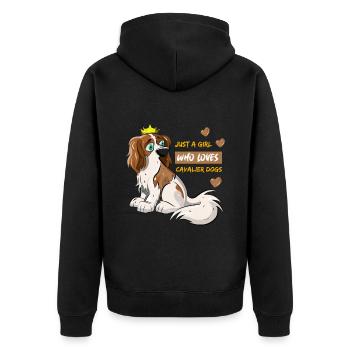 Just A Girl Who Loves Cavalier Dogs - Unisex Premium Organic Zip Hoodie - black - Back - Nico (187cm)