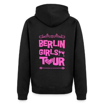 Berlin Party Team - Unisex Premium Organic Zip Hoodie - black - Back - Nico (187cm)