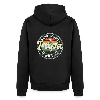 Keine Sorge Papa hat alles im Griff Vater Vatertag - Unisex Premium Bio Zip Hoodie - Schwarz - Hinten - Nico (187cm)