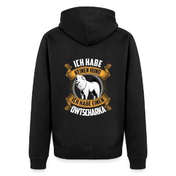 Habe einen Owtscharka Kaukasischer Schäferhund - Unisex Premium Bio Zip Hoodie - Schwarz - Hinten - Nico (187cm)