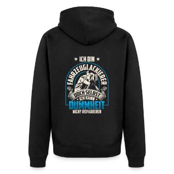 Fahrzeuglackierer kann nicht reparieren Lackierer - Unisex Premium Bio Zip Hoodie - Schwarz - Hinten - Nico (187cm)