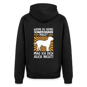 Hannoverscher Schweißhund nicht mögen - Unisex Premium Bio Zip Hoodie - Schwarz - Hinten - Nico (187cm)
