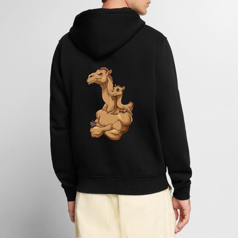 Starkes Kamel mit Kamel Kind für einen Kamel Unisex Premium Bio Zip Hoodie