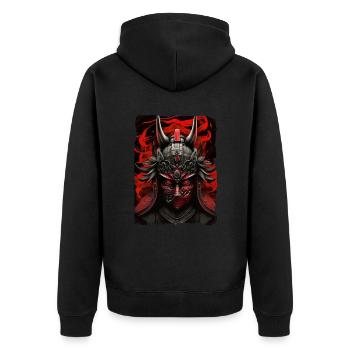 Samurai Japan Kultur - Unisex Premium Bio Zip Hoodie - Schwarz - Hinten - Nico (187cm)