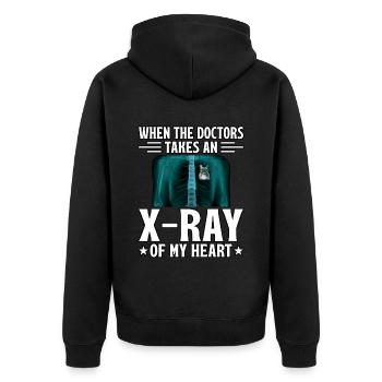 When the doctors take an x ray of my heart - Unisex Premium Bio Zip Hoodie - Schwarz - Hinten - Nico (187cm)