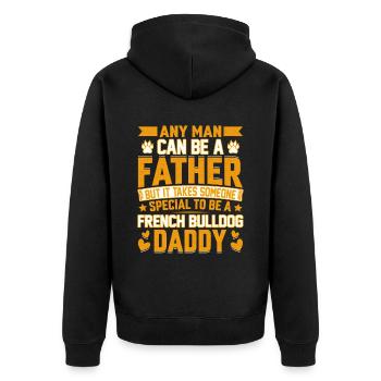 Bouledogue français Daddy Drôle de dicton - Veste à capuche bio Premium Unisexe - noir - Dos - Nico (187cm)