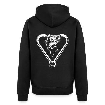 Fishing Heart - Unisex Premium Organic Zip Hoodie - black - Back - Nico (187cm)