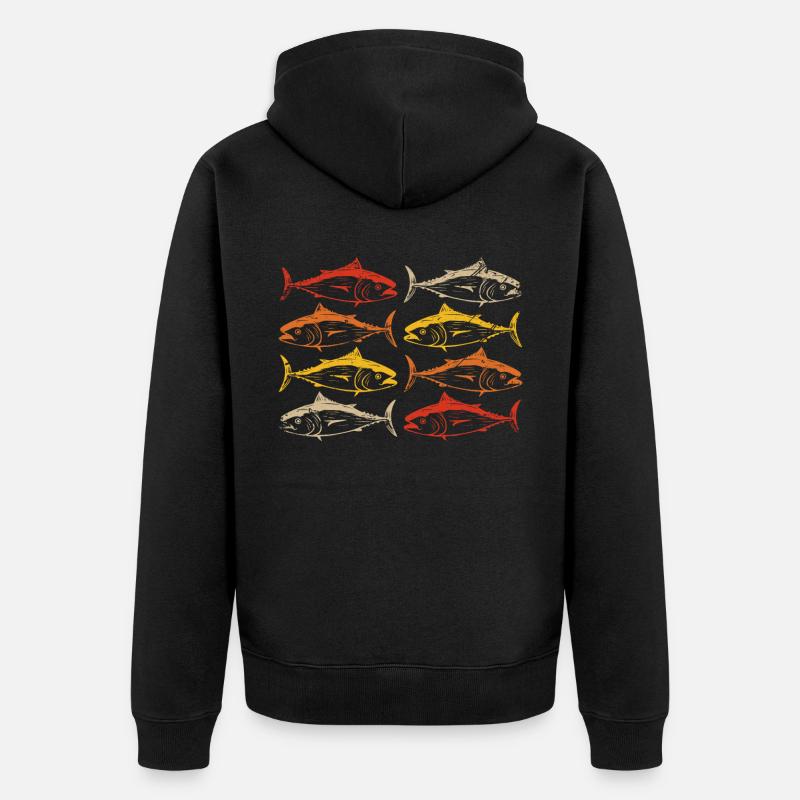 Pêche Rétro - Veste à capuche bio Premium Unisexe - noir