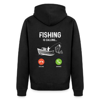 Angeln ist ein Beruf - Unisex Premium Bio Zip Hoodie - Schwarz - Hinten - Nico (187cm)