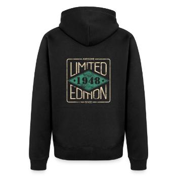 Awesome Since 1948 Retro Vintage Design - Unisex Premium Organic Zip Hoodie - black - Back - Nico (187cm)