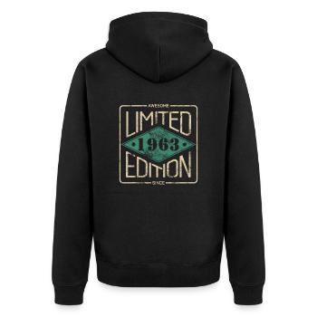 Awesome Since 1963 Retro Vintage Design - Unisex Premium Bio Zip Hoodie - Schwarz - Hinten - Nico (187cm)