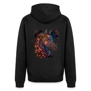 Year Of The Horse Chinese Zodiac Animal Astrology - Unisex Premium Organic Zip Hoodie - black - Back - Nico (187cm)