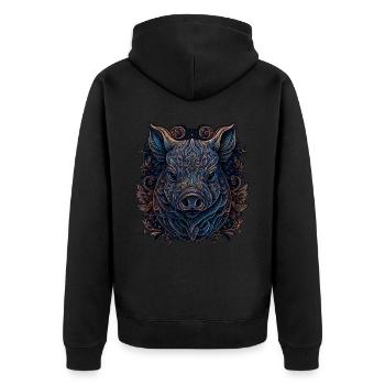 Signe du zodiaque cochon Nouvel An chinois du sanglier Astro - Veste à capuche bio Premium Unisexe - noir - Dos - Nico (187cm)