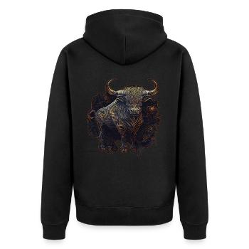 Signe du zodiaque chinois Mandala Bœuf Astrologie animale - Veste à capuche bio Premium Unisexe - noir - Dos - Nico (187cm)