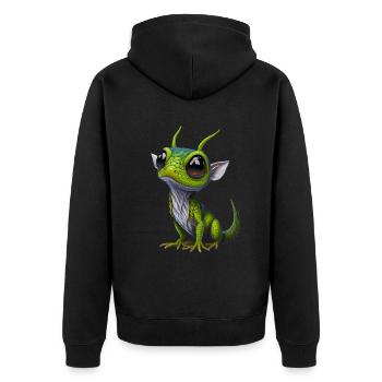 Gamer's Perfect Illustration - Cute Colorful Gekko - Unisex Premium Bio Zip Hoodie - Schwarz - Hinten - Nico (187cm)