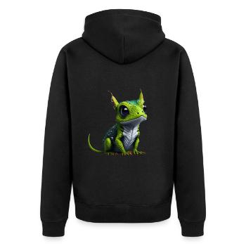 Gamer's Perfect Illustration - Cute Colorful Gekko - Unisex Premium Bio Zip Hoodie - Schwarz - Hinten - Nico (187cm)