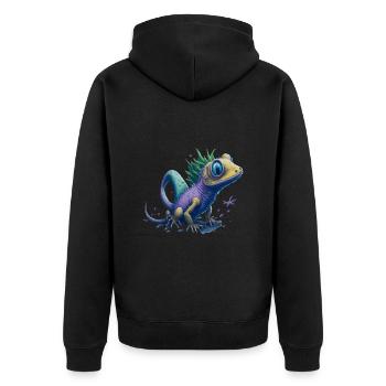 Gamer's Perfect Illustration - Cute Colorful Gekko - Unisex Premium Bio Zip Hoodie - Schwarz - Hinten - Nico (187cm)