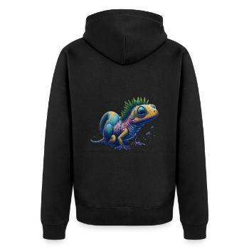 Gamer's Perfect Illustration - Cute Colorful Gekko - Unisex Premium Bio Zip Hoodie - Schwarz - Hinten - Nico (187cm)