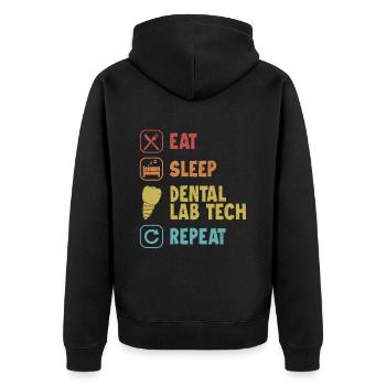 Eat Sleep Dental Lab Tech Repeat Zahnlabor - Unisex Premium Organic Zip Hoodie - black - Back - Nico (187cm)