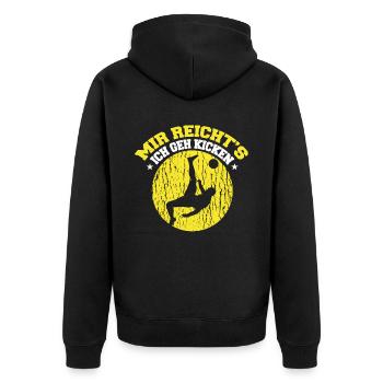 Mir Reichts Ich Gehe Kicken - Unisex Premium Bio Zip Hoodie - Schwarz - Hinten - Nico (187cm)