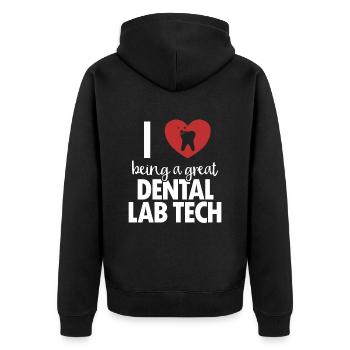 I love Dental Lab Tech Dental Laboratory Dental Laboratory - Unisex Premium Organic Zip Hoodie - black - Back - Nico (187cm)