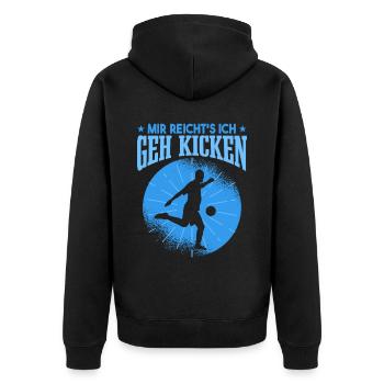 Ich Gehe Kicken Fußball Fussballer - Unisex Premium Bio Zip Hoodie - Schwarz - Hinten - Nico (187cm)
