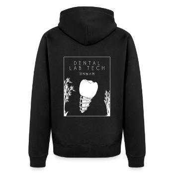 Dental Lab Tech Chinese Hanzi Dentallabor - Unisex Premium Organic Zip Hoodie - black - Back - Nico (187cm)