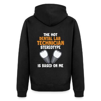 Hot Dental Lab Technician Stereotype Zahnlabor - Unisex Premium Organic Zip Hoodie - black - Back - Nico (187cm)
