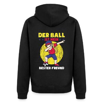 Der Ball Ist Mein Bester Freund - Unisex Premium Bio Zip Hoodie - Schwarz - Hinten - Nico (187cm)