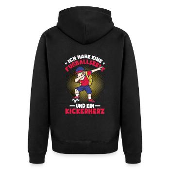 Fußball Kinder Sprüche - Unisex Premium Bio Zip Hoodie - Schwarz - Hinten - Nico (187cm)