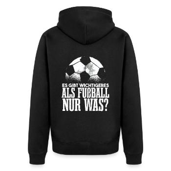 Fußballer Sprüche Lustig - Unisex Premium Bio Zip Hoodie - Schwarz - Hinten - Nico (187cm)