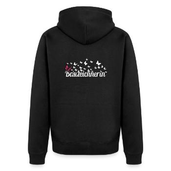 Ingenieur Kollegin Schmetterlinge Bauzeichnerin - Unisex Premium Bio Zip Hoodie - Schwarz - Hinten - Nico (187cm)