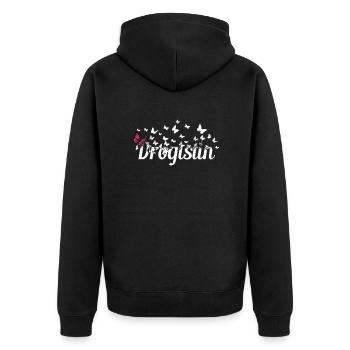 Apotheker Kollegin Schmetterlinge Drogistin - Unisex Premium Bio Zip Hoodie - Schwarz - Hinten - Nico (187cm)