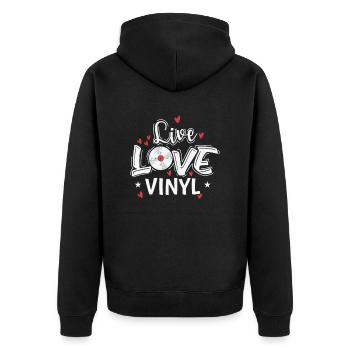 Live Love Vinyl Record Enregistrement de musique - Veste à capuche bio Premium Unisexe - noir - Dos - Nico (187cm)