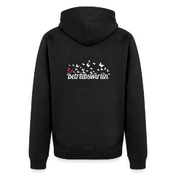 BWL Kollegin Schmetterlinge Betriebswirtin - Unisex Premium Bio Zip Hoodie - Schwarz - Hinten - Nico (187cm)