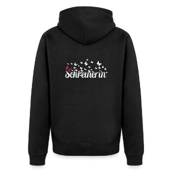Schreiner Kollegin Schmetterlinge Schreinerin - Unisex Premium Bio Zip Hoodie - Schwarz - Hinten - Nico (187cm)