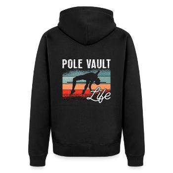 Pole Vault Life Retro Pole Jumper Track And Field - Unisex Premium Bio Zip Hoodie - Schwarz - Hinten - Nico (187cm)