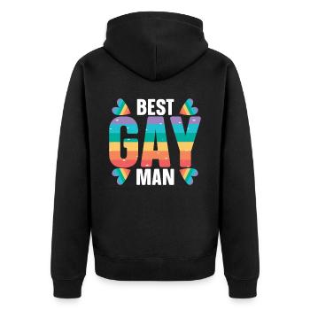 Gay Rights Rainbow Pride Month LGBTQ Gay Pride - Unisex Premium Organic Zip Hoodie - black - Back - Nico (187cm)