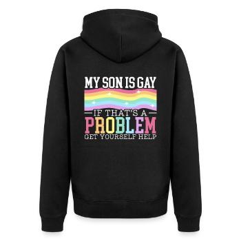 Gay Rights Rainbow Pride Month LGBTQ Gay Pride - Unisex Premium Bio Zip Hoodie - Schwarz - Hinten - Nico (187cm)