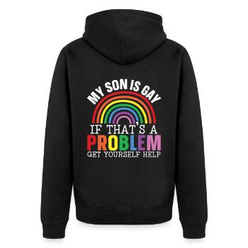 Gay Rights Rainbow Pride Month LGBTQ Gay Pride - Unisex Premium Bio Zip Hoodie - Schwarz - Hinten - Nico (187cm)