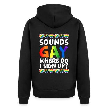 Gay Rights Rainbow Pride Month LGBTQ Gay Pride - Unisex Premium Bio Zip Hoodie - Schwarz - Hinten - Nico (187cm)